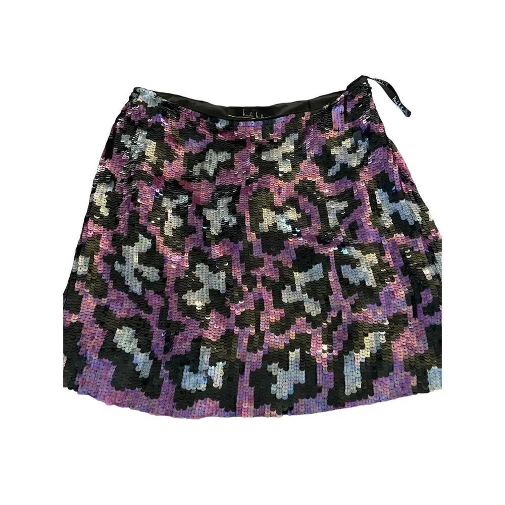 NWT Nicole Miller Collection Sequin Mini Skirt Pink Black Size 0 Retail $290